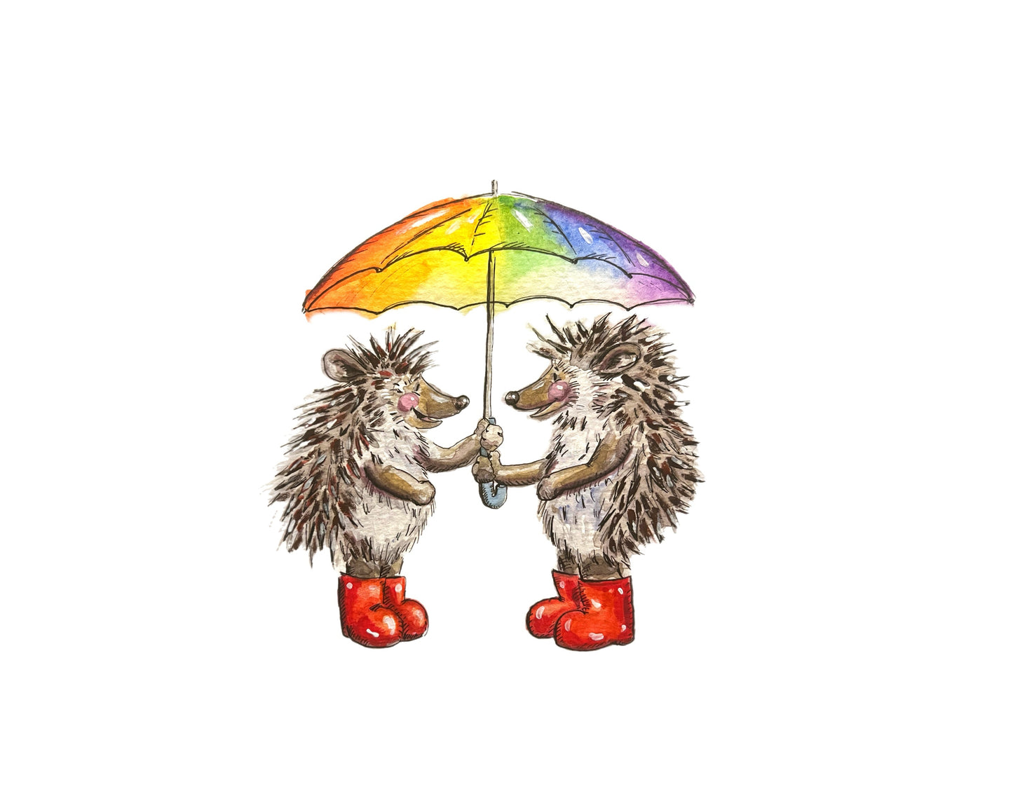 Rainy Day Animal Series: Hedgehogs card