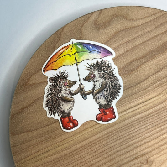 Rainy Day Animal Series: Hedgehogs sticker