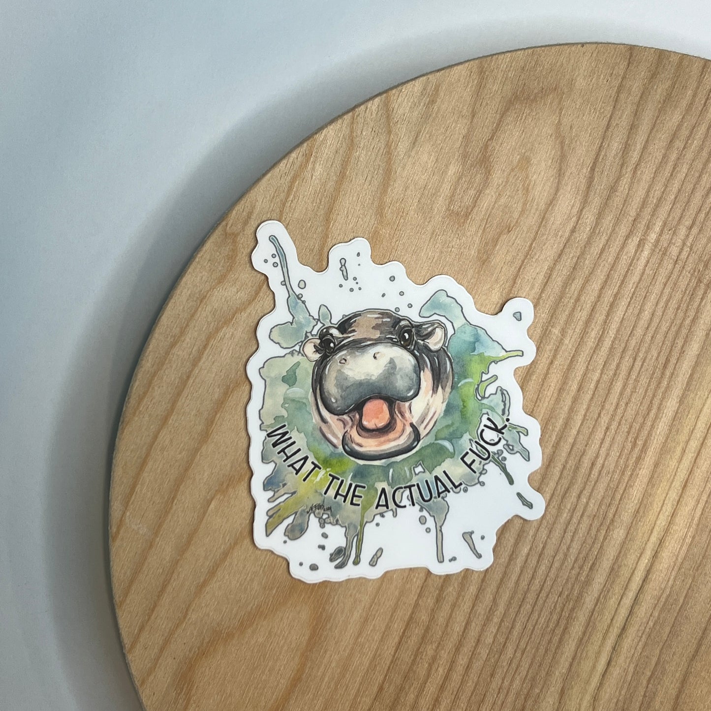 Moo Deng (Hippo) sticker- "What the Actual Fuck."