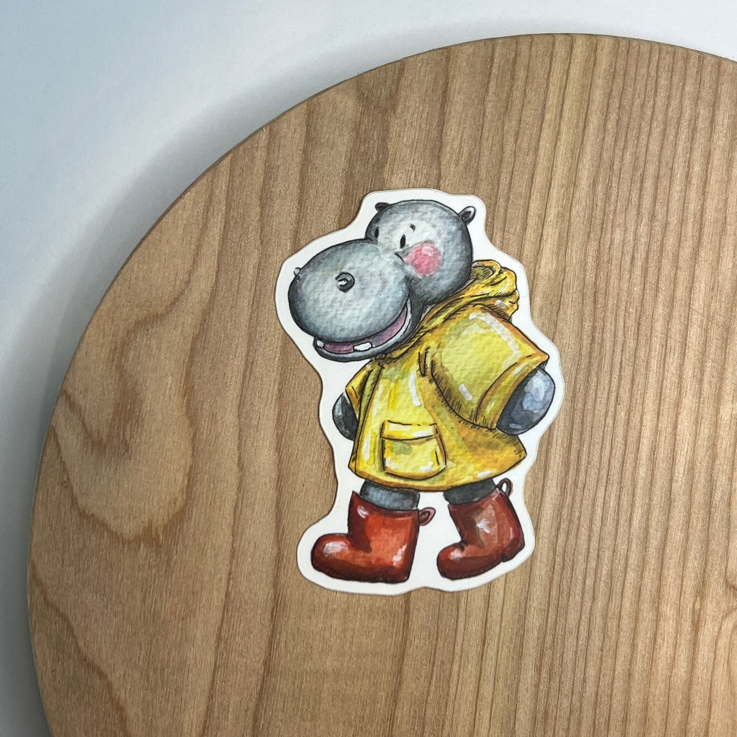 Rainy Day Animal Series: Hippo sticker