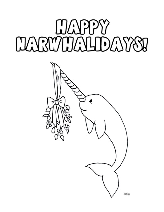 Free Narwhal Coloring Sheet Download